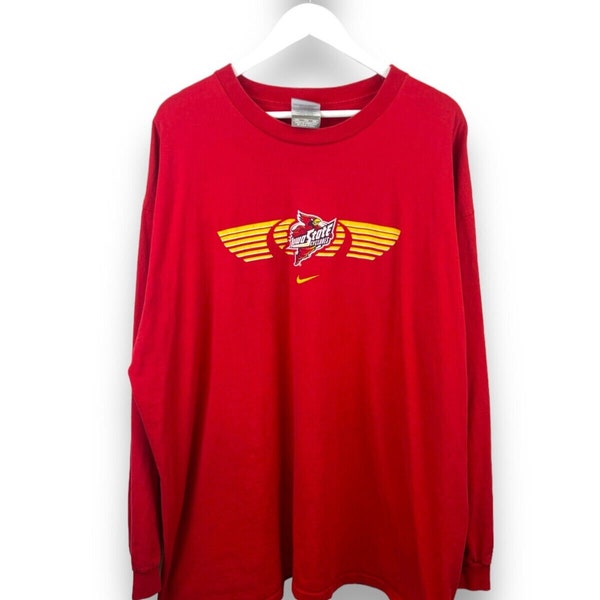 Vintage Nike Team Iowa State Cyclones NCAA Long Sleeve T-Shirt Size 2XL Red