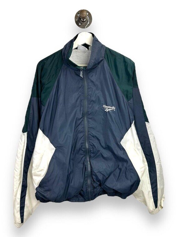 Vintage 90s Reebok Embroidered Logo Nylon Full Zip Windbreaker  
