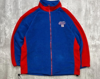 Sudadera vintage de polar con cremallera completa y bordado de los New York Giants de la NFL, años 90, talla 3XL