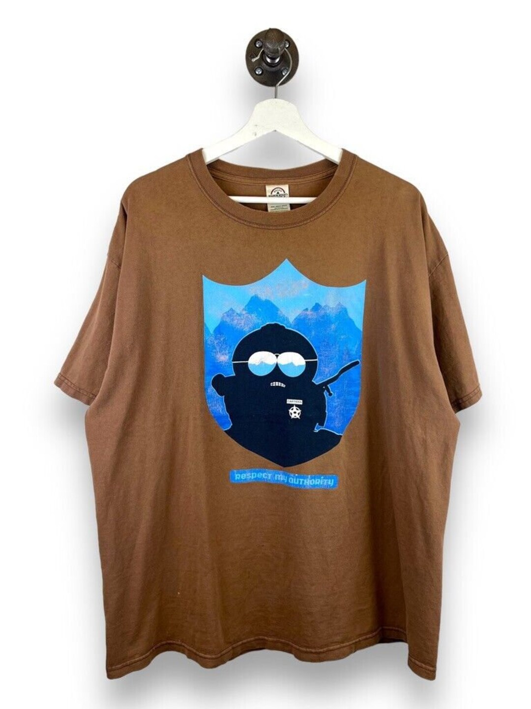 T-shirt Vintage South Park Cartman 'Respect My Authority' - Taille XL Bleu - Occasion TB état
