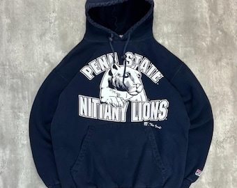 Vintage 90er Jahre Penn State Nittany Lions Spellout Kapuzen-Sweatshirt Größe Medium