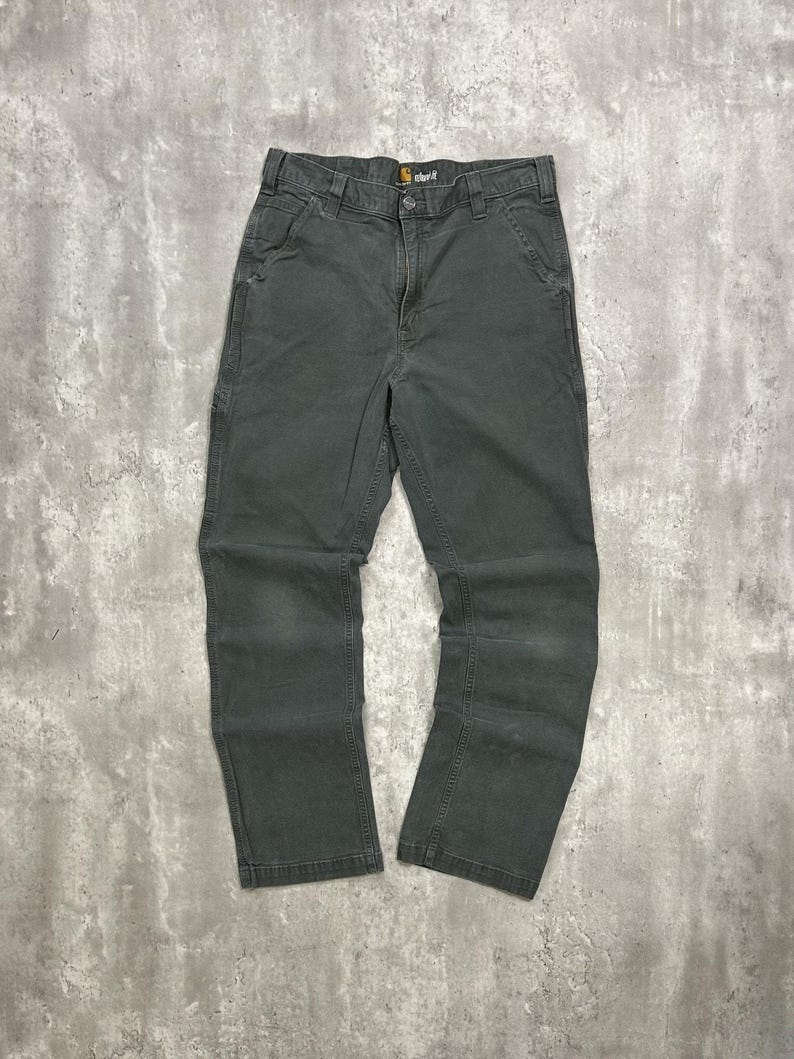Carhartt Relaxed Fit Canvas Workwear Five Pocket Pants Size 34 Green image 1