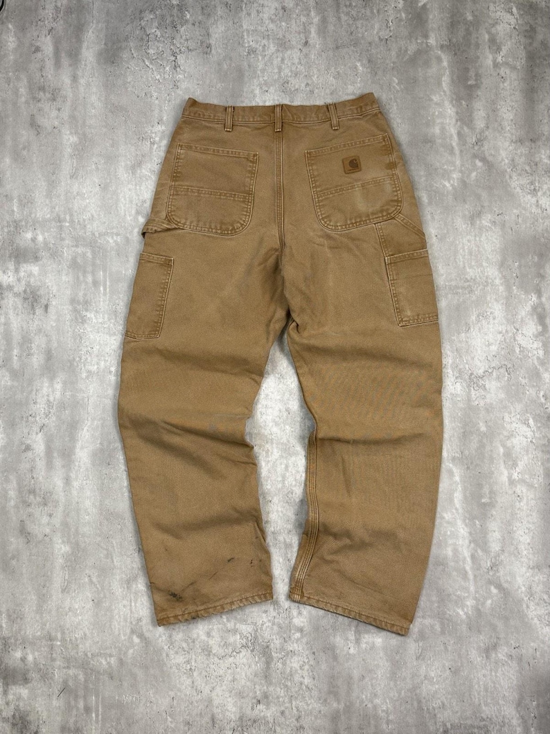 Vintage Carhartt Canvas Workwear Carpenter Pants Size 31 Beige image 2