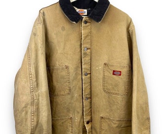 Vintage Dickies manta forrada lona ropa de trabajo Chore Barn abrigo chaqueta tamaño XL