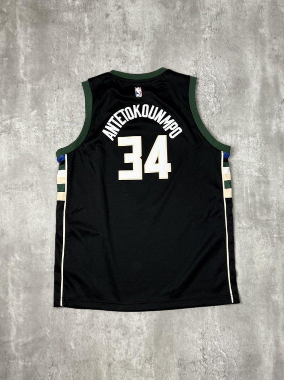 人気】NBA ナイキ ゲームシャツ ミルウォーキー アデトクンボ 黒 34番