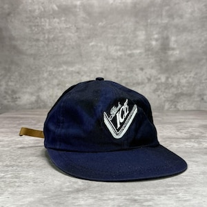 Vintage 90s Black Ice Beer Embroidered Spellout Strapback Hat OSFA Navy Blue