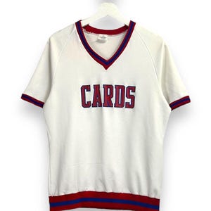 Cartes vintage des années 70/80, col en V, pull en jersey, petite taille, blanc