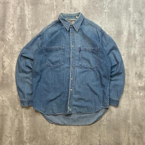 Vintage Levis Red Tab medium wassing denim shirt met lange mouwen en knopen, maat medium