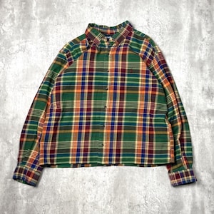 Vintage Polo Ralph Lauren Plaid Reworked Cropped Button Up Shirt Size XL