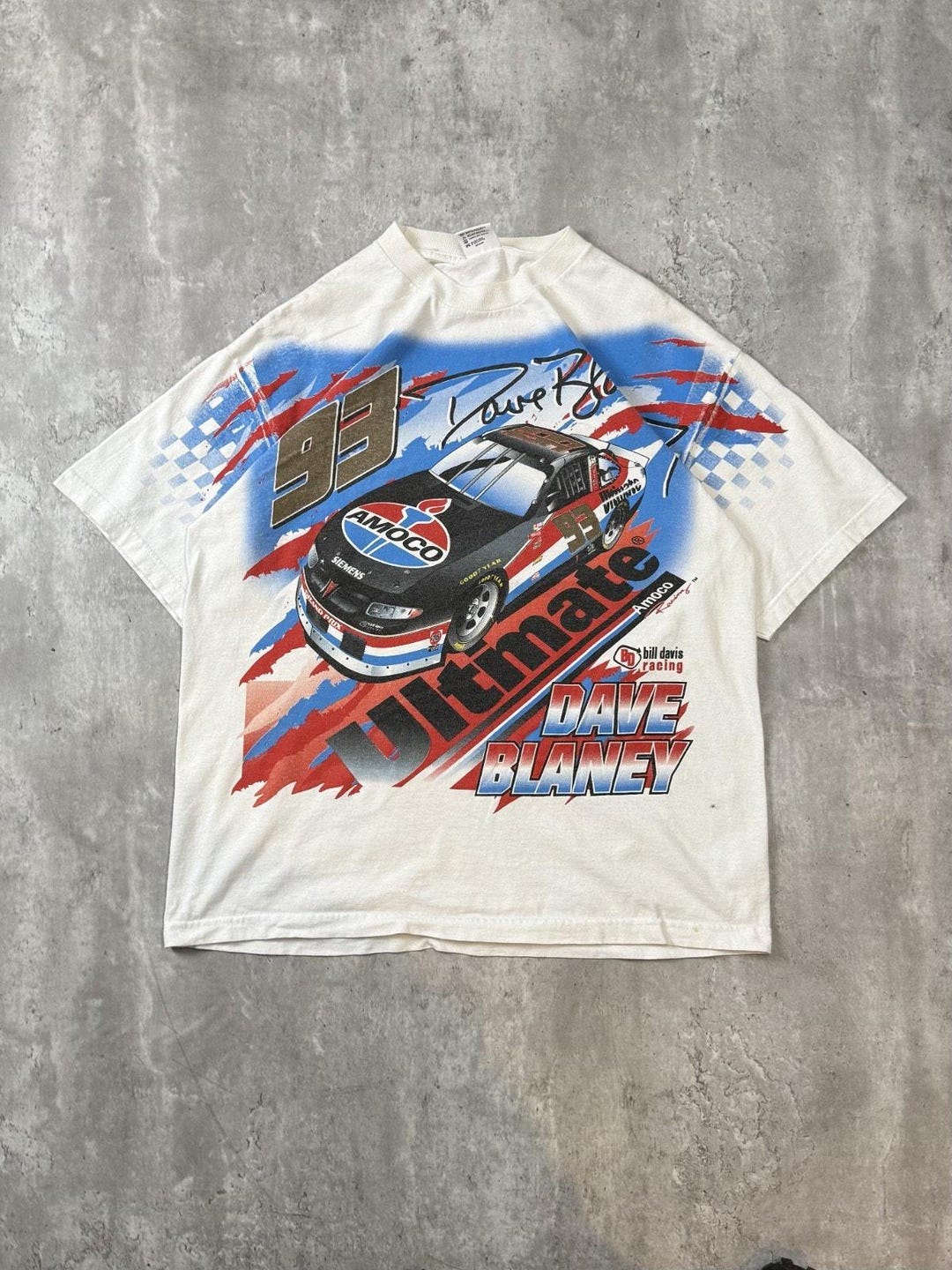 Vintage Dave Blaney #93 Amoco Racing Nascar All Over Print T-shirt Size ...