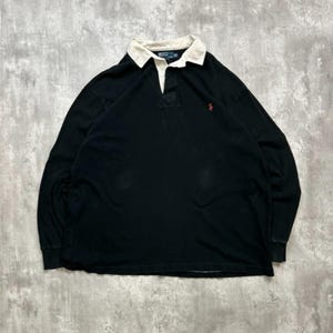 vintage Polo Ralph Lauren brodé poney chemise de rugby boutonnée taille 3TG