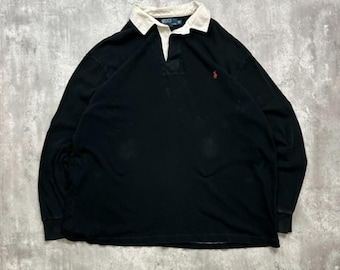 Vintage Polo Ralph Lauren Broderad Ponny Rugbyskjorta med knappar Storlek 3XL