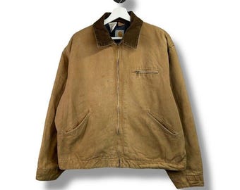 Vintage Carhartt Black 14806 Fleece Lined Hooded Detroit Jacket 