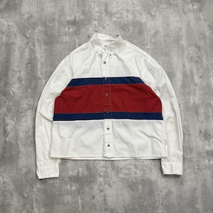 Vintage Eddie Bauer Striped Reworked Cropped Long Sleeve Button Up Shirt Large