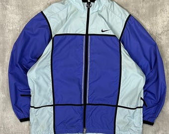 Vintage 90s Nike Embroidered Swoosh Two Tone Windbreaker Jacket Size XL YOUTH