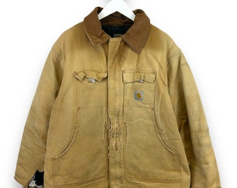 Vintage Carhartt Insulierte Canvas Arbeitskleidung Arctic Mantel-Jacke Gr.-XL