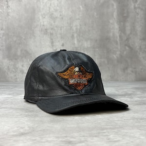 Vintage Leather Harley Davidson Cap Hat - Etsy