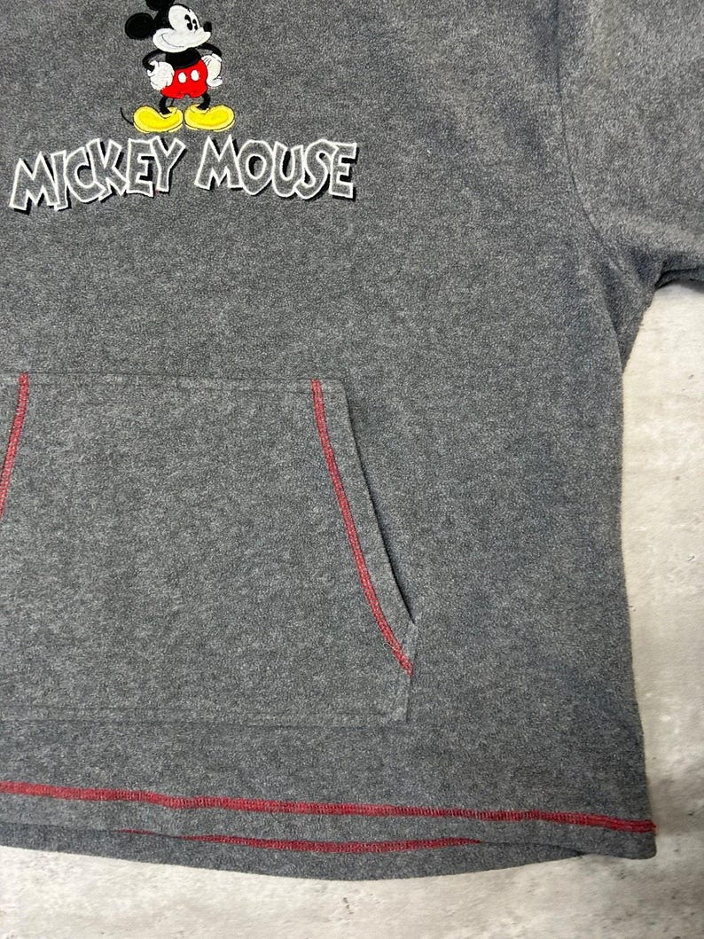 Vintage Disney Mickey Mouse Embroidered Fleece Hooded Sweatshirt Size XL image 5