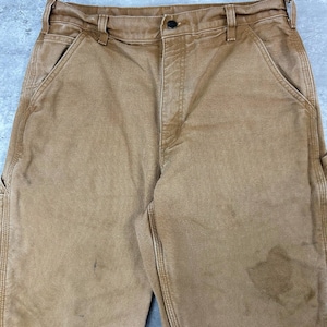Vintage Carhartt Canvas Workwear Carpenter Pants Size 31 Beige image 4