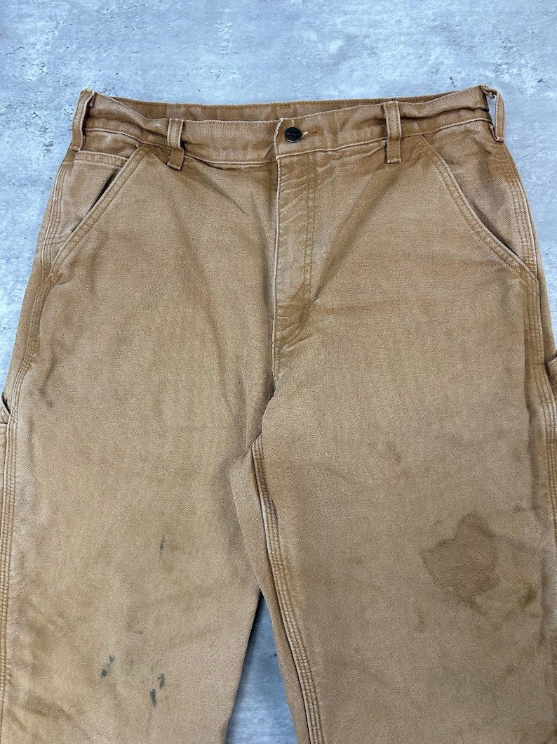 Vintage Carhartt Canvas Workwear Carpenter Pants Size 31 Beige image 4
