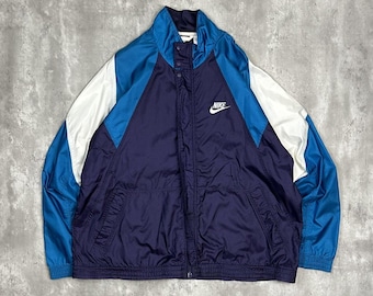 Vintage 90s Nike Embroidered Logo Swoosh Nylon Windbreaker Jacket Size XL