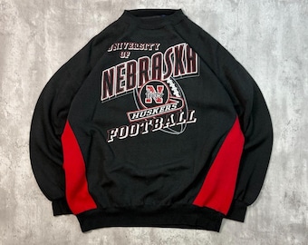 Vintage 90s Nebraska Cornhuskers NCAA Spellout Graphic Sweatshirt Size Large
