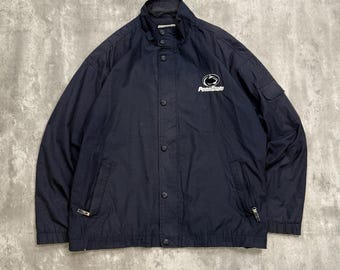 Vintage 90er Jahre Penn State Nittany Lions PNG bestickte Jacke mit durchgehendem Reißverschluss, Größe 2XL