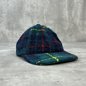 Vintage Plaid Print Fleece Strapback Hat OSFA