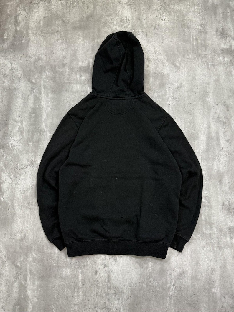 Vintage Carhartt Sleeve Spellout Workwear Hooded Sweatshirt Size Medium Black image 2