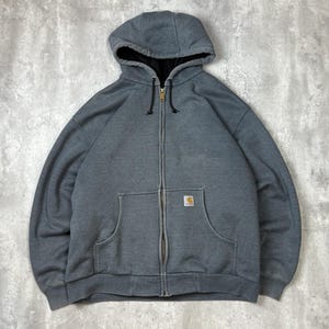 Vintage Carhartt Thermal Lined Full Zip Hooded Workwear Sweatshirt Size 2XL