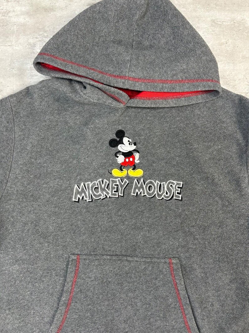 Vintage Disney Mickey Mouse Embroidered Fleece Hooded Sweatshirt Size XL image 4