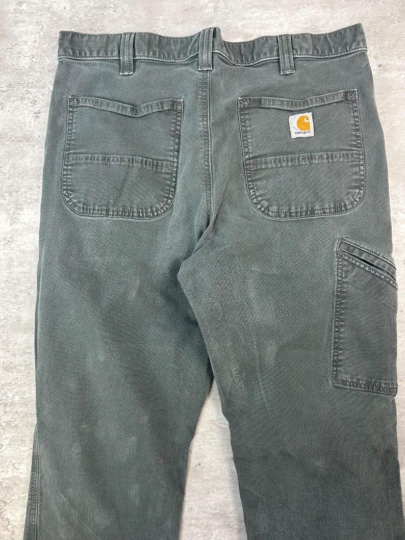 Carhartt Relaxed Fit Canvas Workwear Five Pocket Pants Size 34 Green image 7