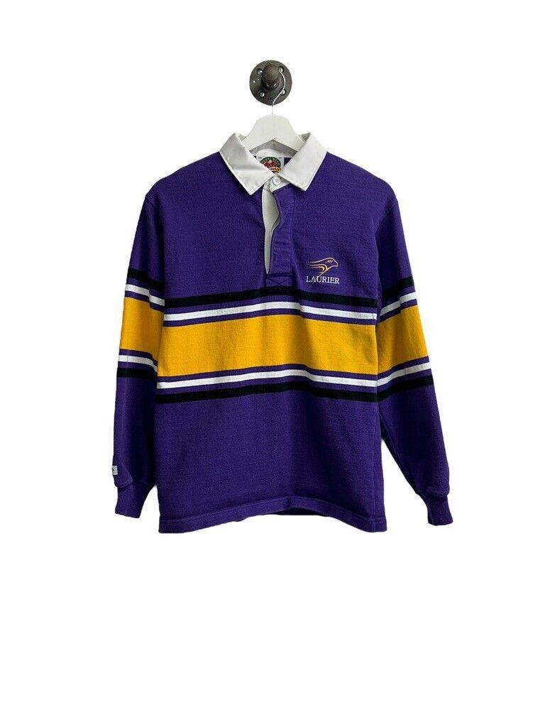 Vintage Wilfred Laurier University Embroidered Striped Rugby