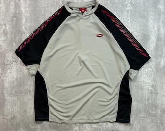 vintage Oakley Factory Classic Logo Année 2000 - Maillot de cyclisme avec fermeture éclair 1/4, taille Medium