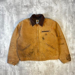 Vintage Carhartt Blanket Lined Canvas Workwear Detroit Jacket Size XL J97 BRN