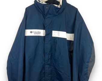 Vintage Columbia Sport Chaqueta ligera de dos tonos a prueba de agua Tamaño XL Azul marino