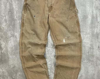 Vintage Carhartt Canvas Arbeitskleidung Carpenter Hose Gr.32 Beige