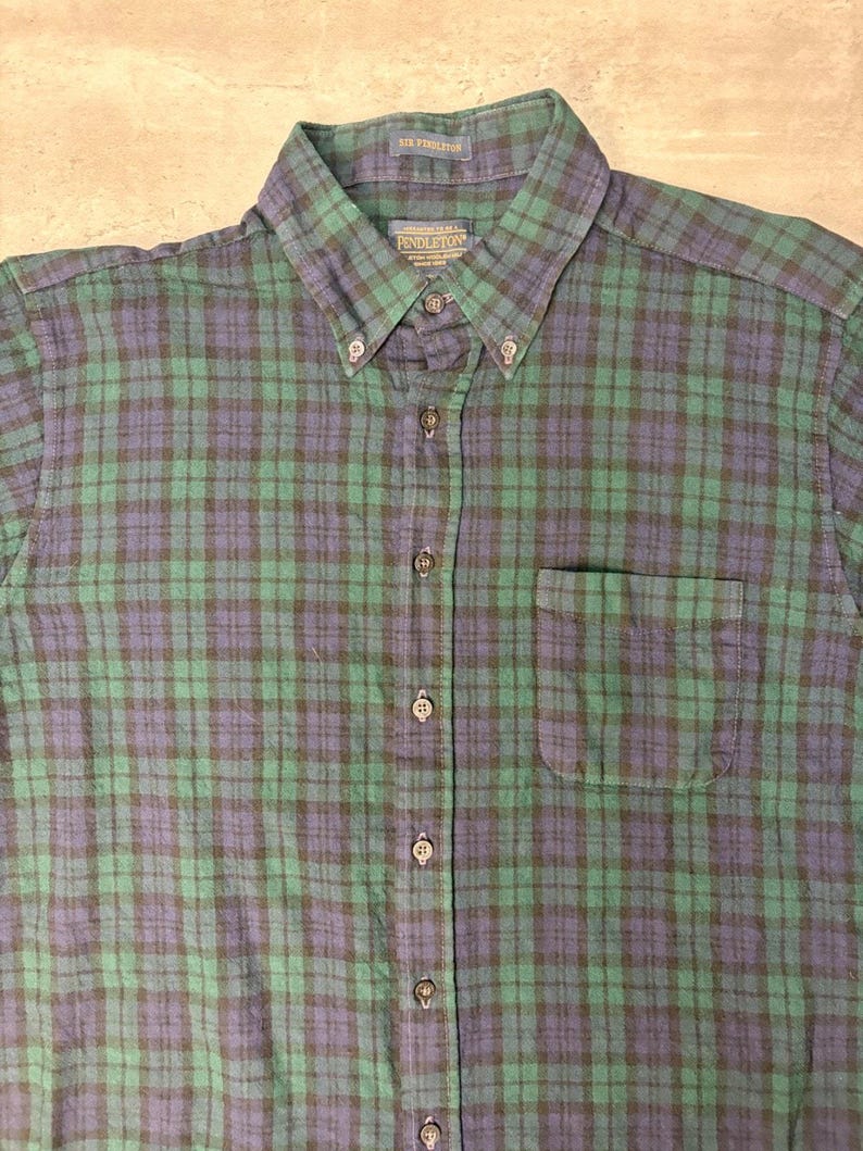 Vintage Pendleton Single Pocket Karierter Druck Lange Ärmel Button Up Shirt Gr. XL Bild 4