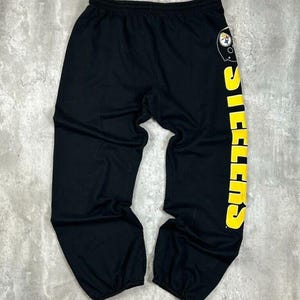 Vintage 90s Pittsburgh Steelers NFL Graphic Spell Out Football Pants Size Large