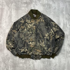 Vintage 90s Jerzees Outdoors Mossy Oak Break up Camo Hunting Jacket Size XL image 1