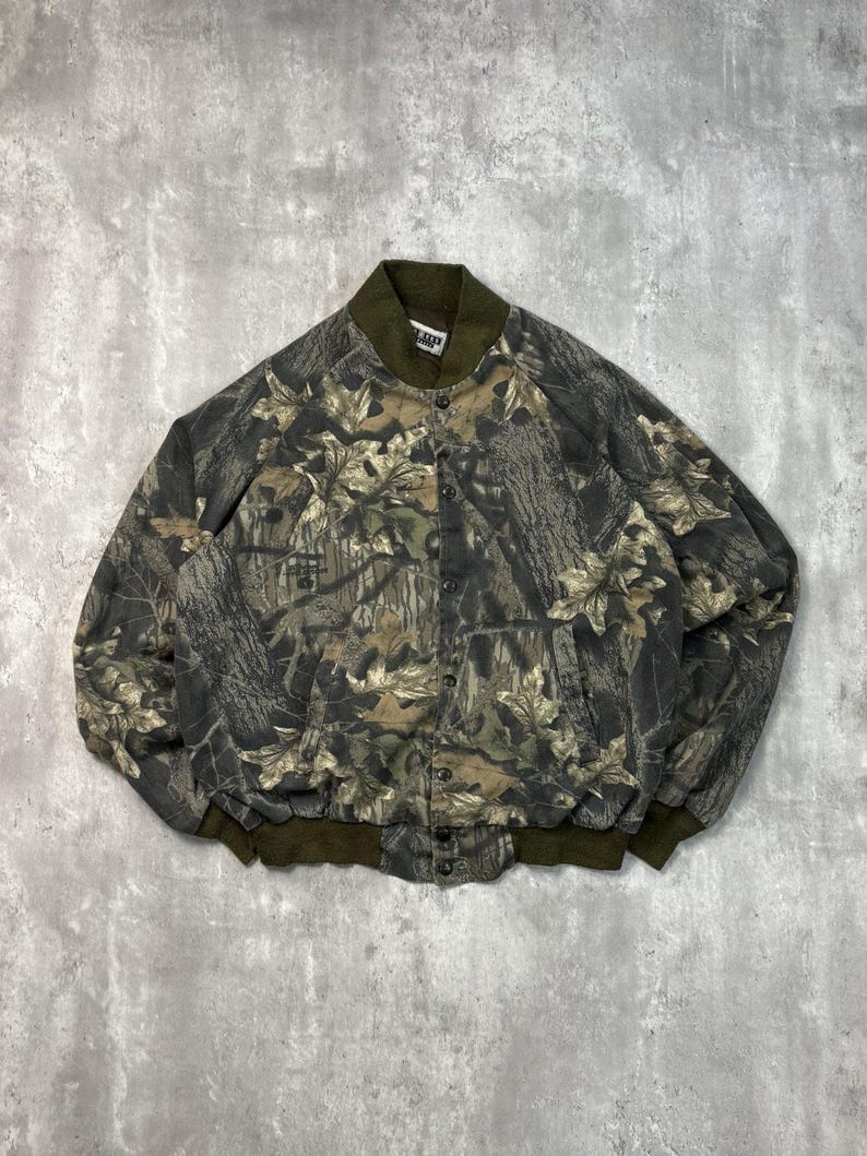 Vintage 90s Jerzees Outdoors Mossy Oak Break up Camo Hunting Jacket Size XL image 1