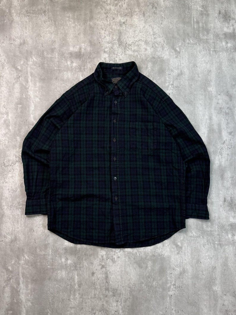 Vintage Pendleton Single Pocket Karierter Druck Lange Ärmel Button Up Shirt Gr. XL Bild 1