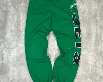 Vintage 80s/90s New York Jets NFL Spell Out Sweat Pants Size Medium Green