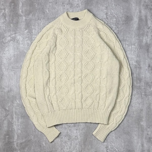 Vintage 70s/80s Aikinson Cable Knit Ribbed Pullover Knit Sweater Size XL Beige