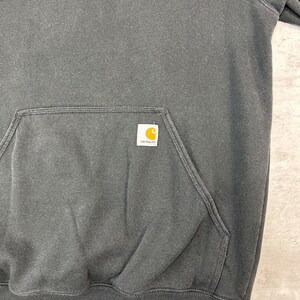 Vintage Carhartt Sleeve Spellout Workwear Hooded Sweatshirt Size Medium Black image 5