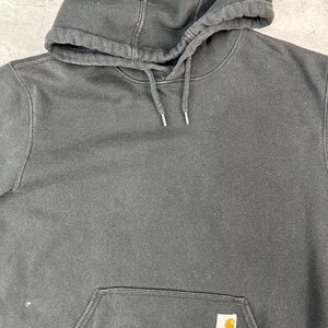 Vintage Carhartt Sleeve Spellout Workwear Hooded Sweatshirt Size Medium Black image 4