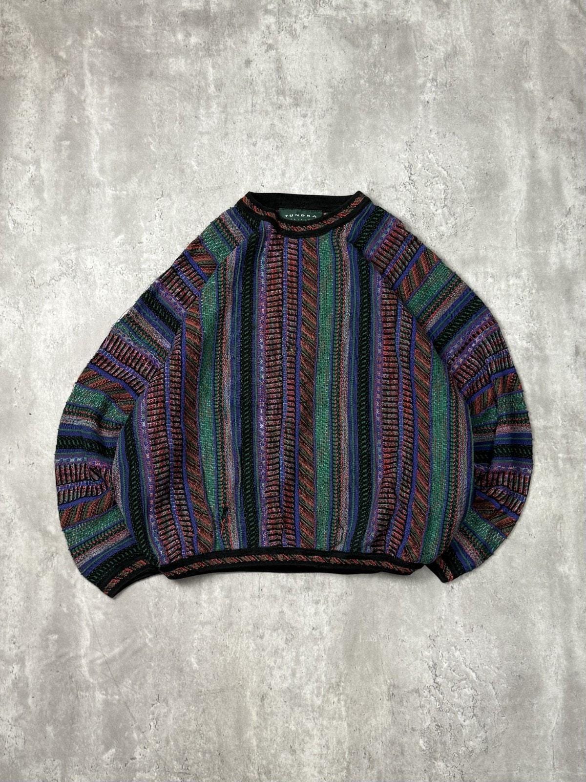 TUNDRA Design color knit 90's～ 極上】TUNDRA 90s 3Dニット 幾何学