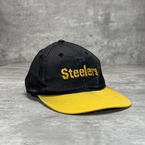 Vintage jaren 90 Pittsburgh Steelers NFL geborduurde spelout snapback-hoed OSFA