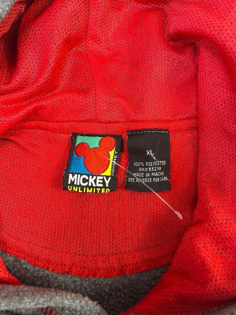 Vintage Disney Mickey Mouse Embroidered Fleece Hooded Sweatshirt Size XL image 3