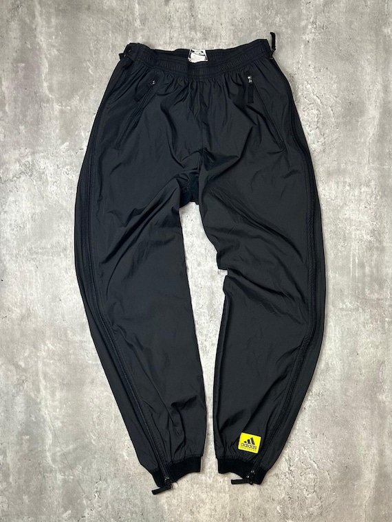 Vintage 90s Adidas Embroidered Patch Tapered Nylon Track Pants